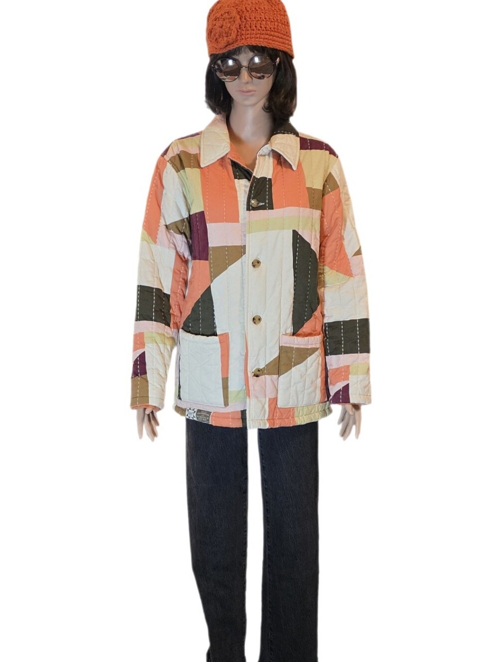 Gee's Bend Target Oversized Patchwork Quilted Jacket Geometric Colorful  XS